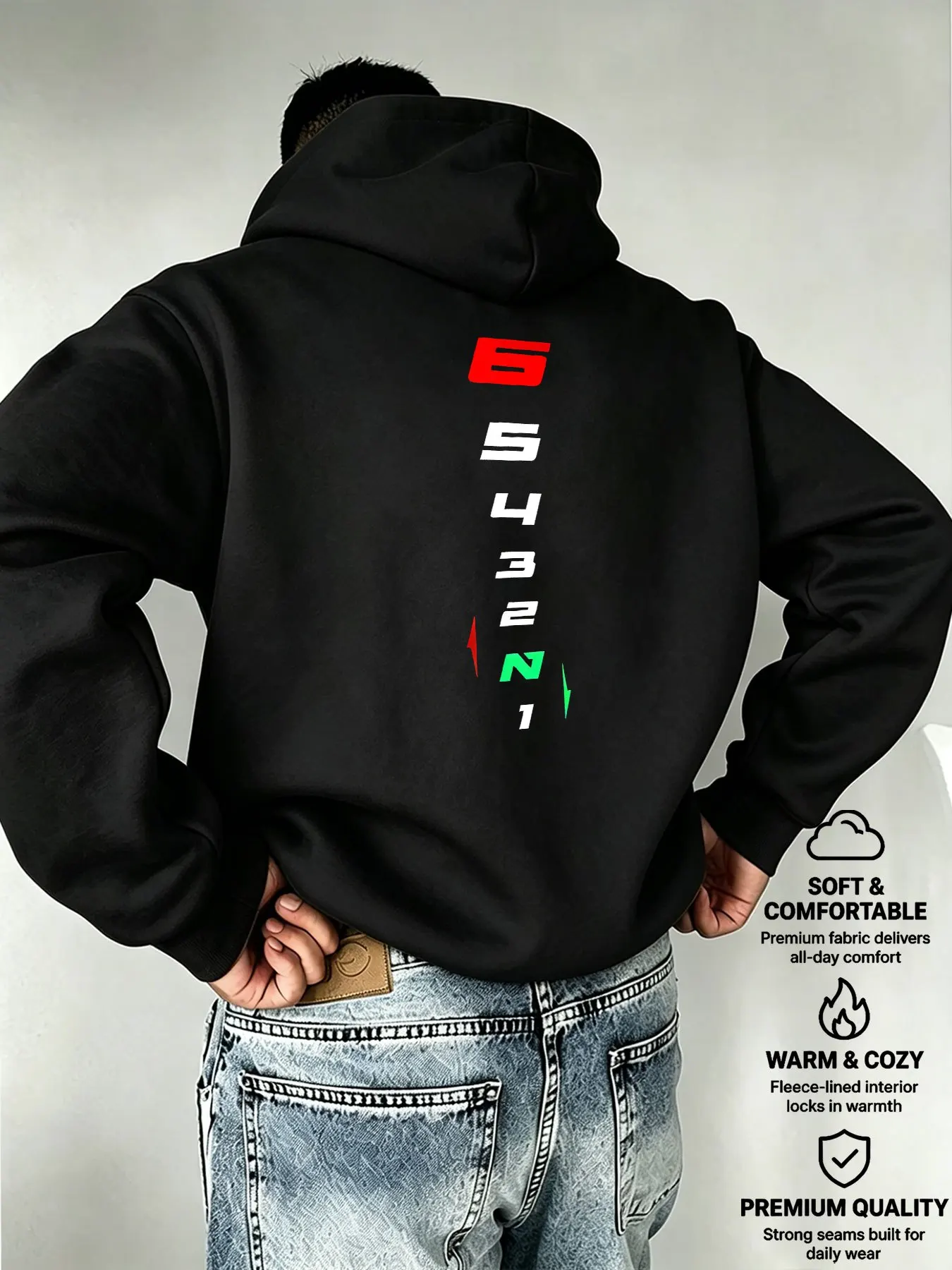 Motorcycle Gear Hoodie - هودي رجالي بطبعة أرقام معدات السباق،