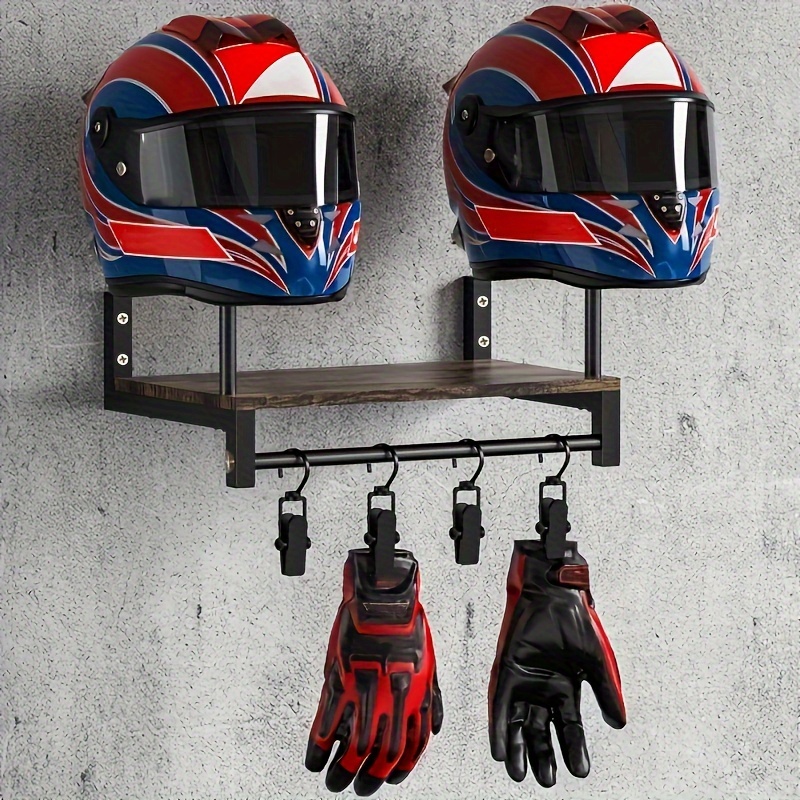 Motorcycle Gear Display Rack - رف عرض خشبي متين مثبت على
