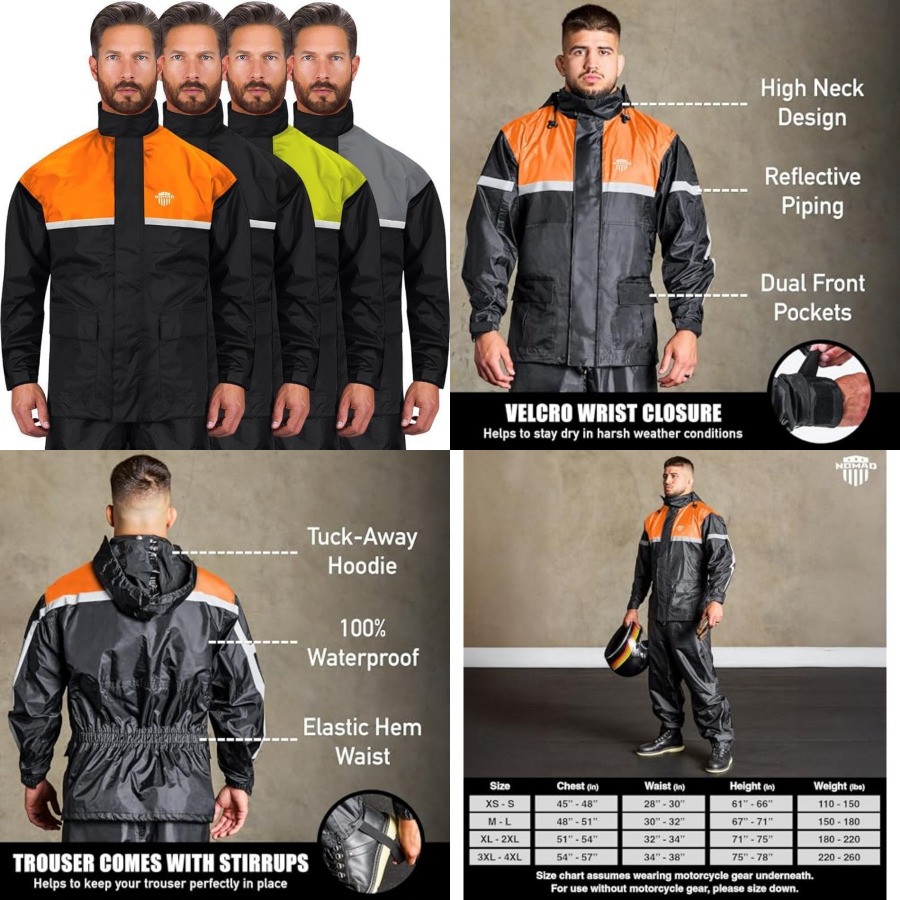 Motorcycle Gear Hoodie - بدلة واقية من المطر للدراجات النارية،