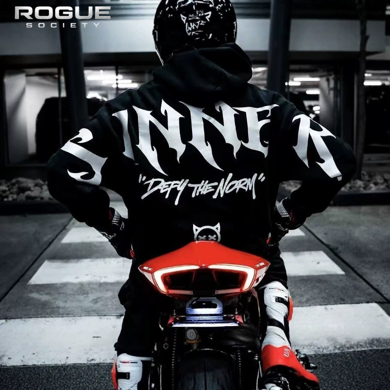 هوديز رجالي فضفاض بتصميم جوثي  - مراجعة Motorcycle Gear Hoodie وسعره