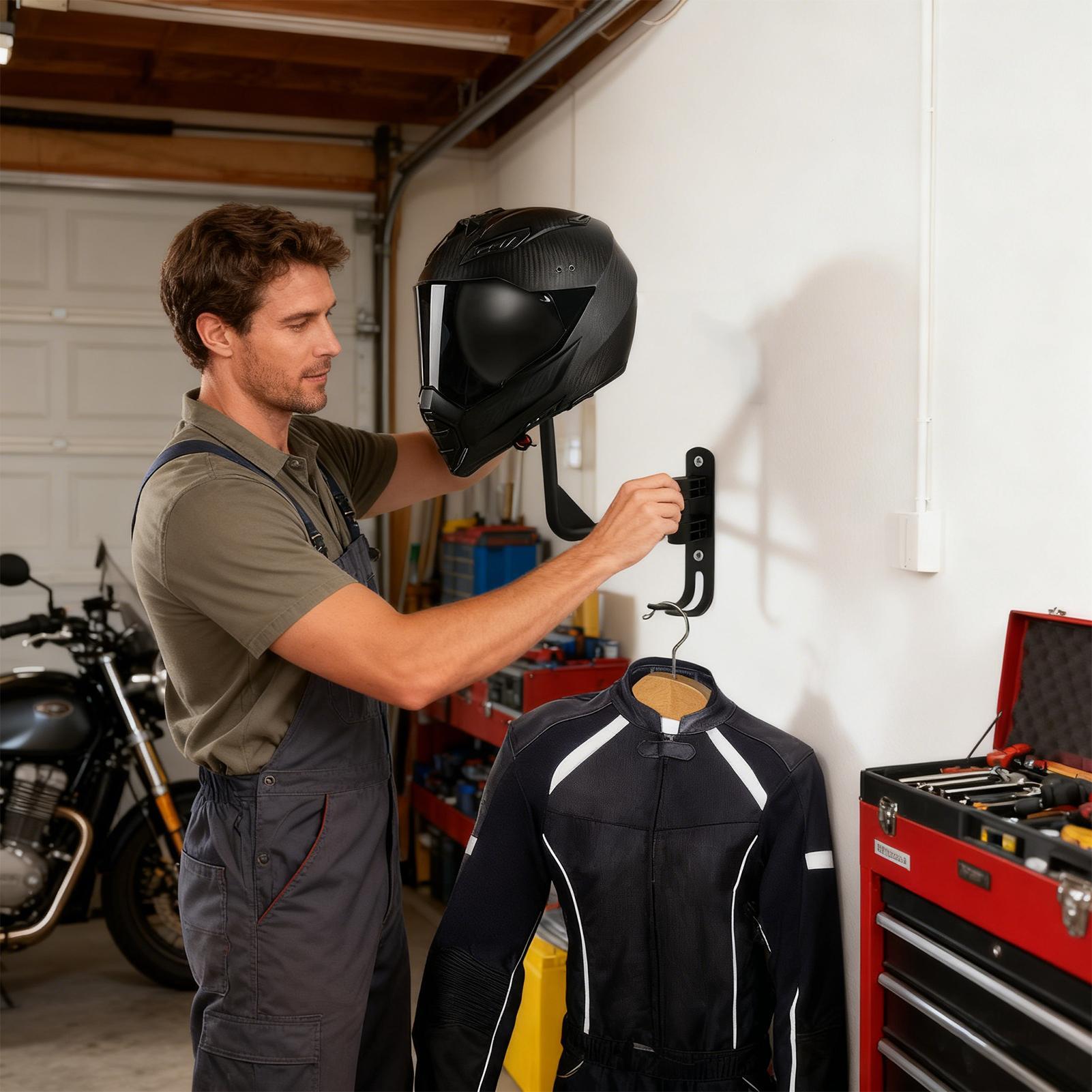 خوذة المنظم الحائط رف شاشة درا - مراجعة Motorcycle Gear Display Rack وسعره